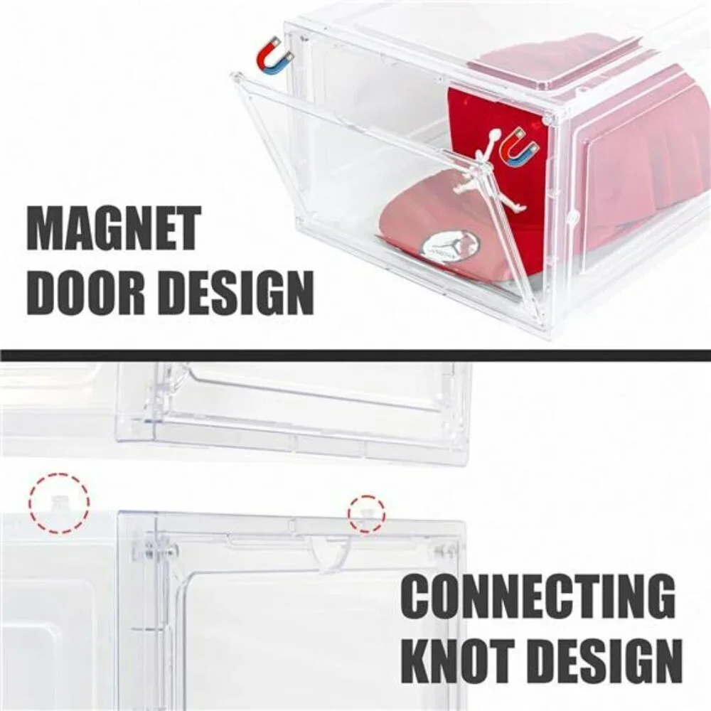 Clear Hat Organizer Box Set Stackable Baseball Cap Storage Display Holds 48